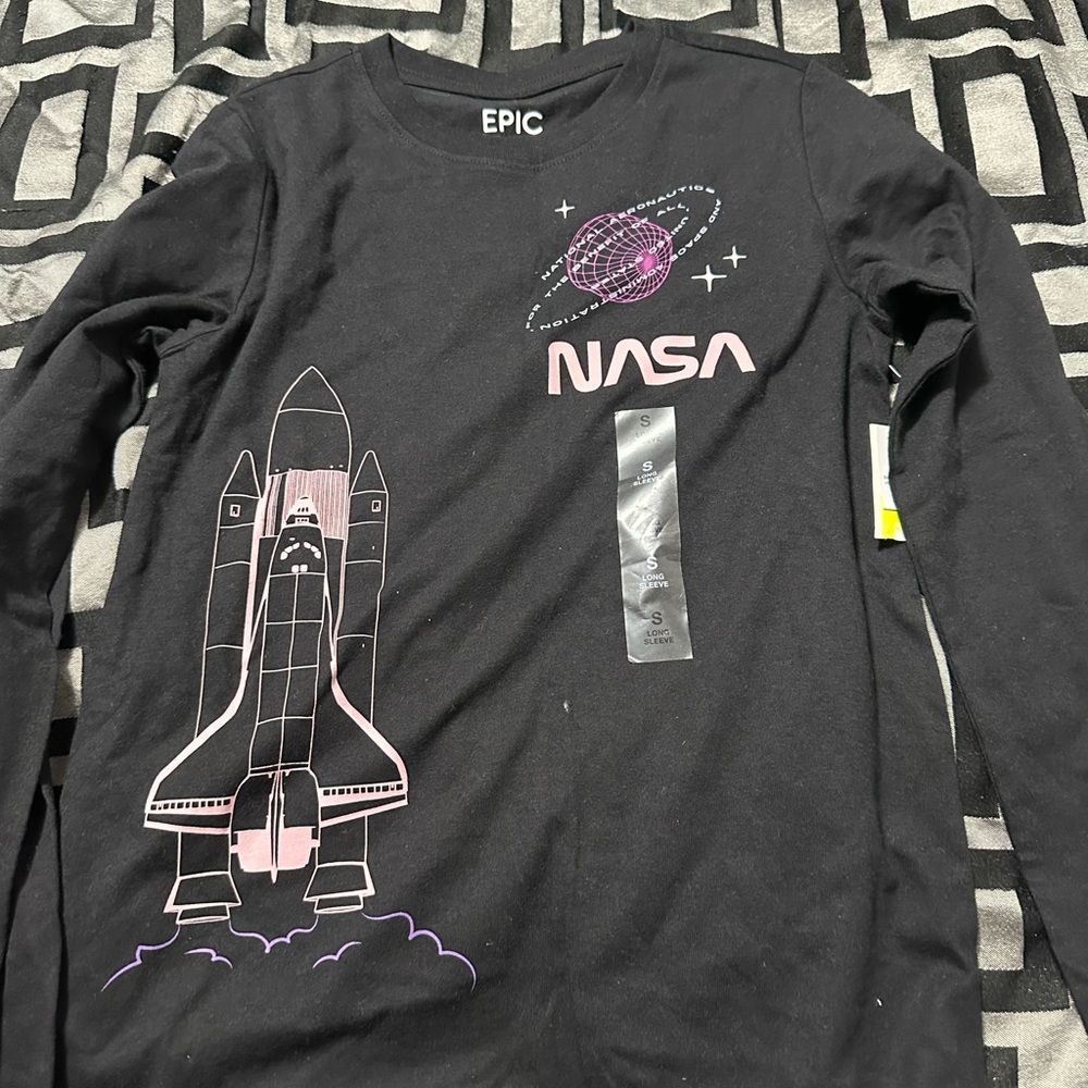 Epic Threads Black NASA Kids Long Sleeve Tee